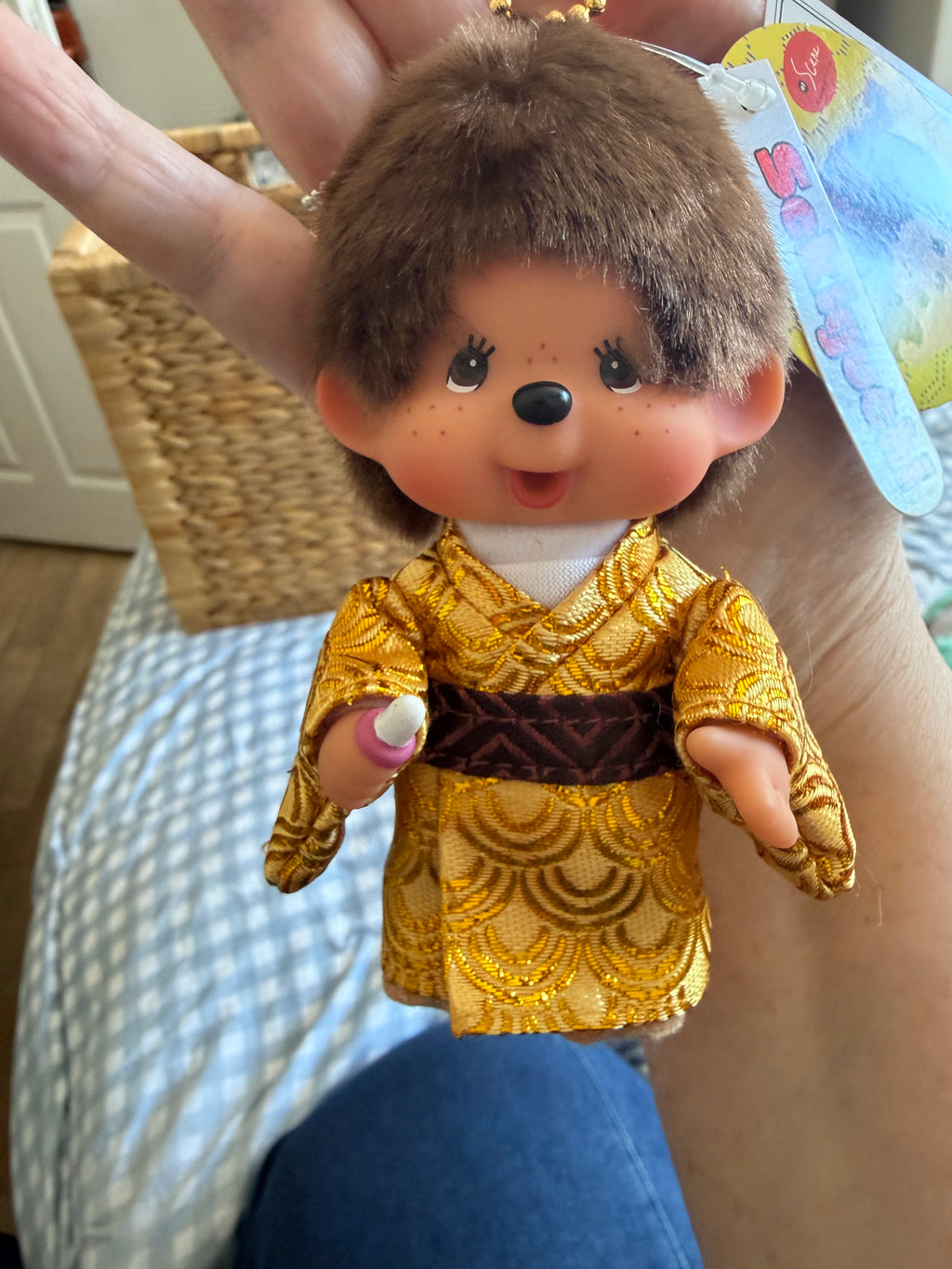 Kyugetsu Original Gold Kimono Monchhichi Keychain – Japan | Sekiguchi