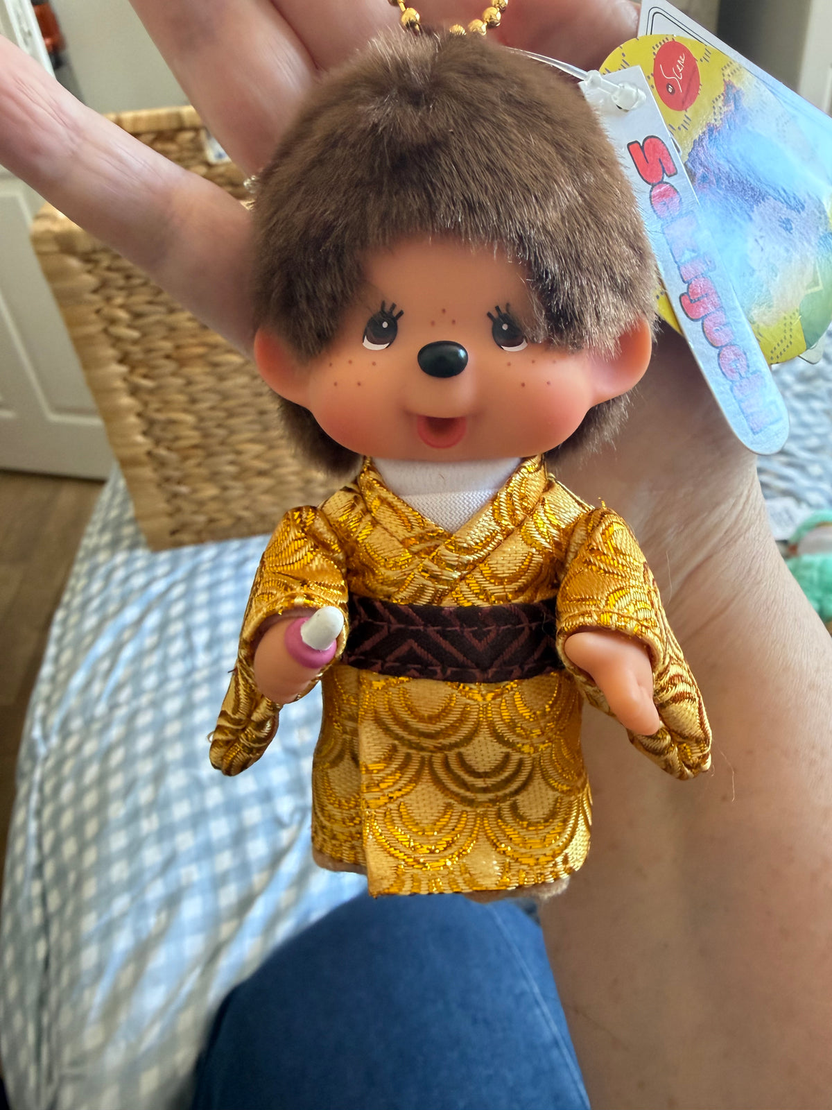 Kyugetsu Original Gold Kimono Monchhichi Keychain – Japan | Sekiguchi