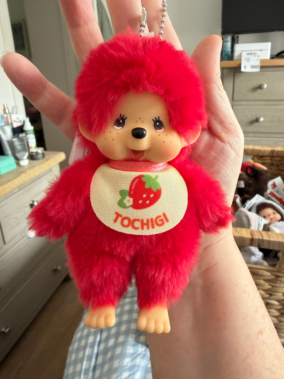 Tochigi Limited Strawberry Monchhichi Keychain – Japan Regional Exclusive | Sekiguchi