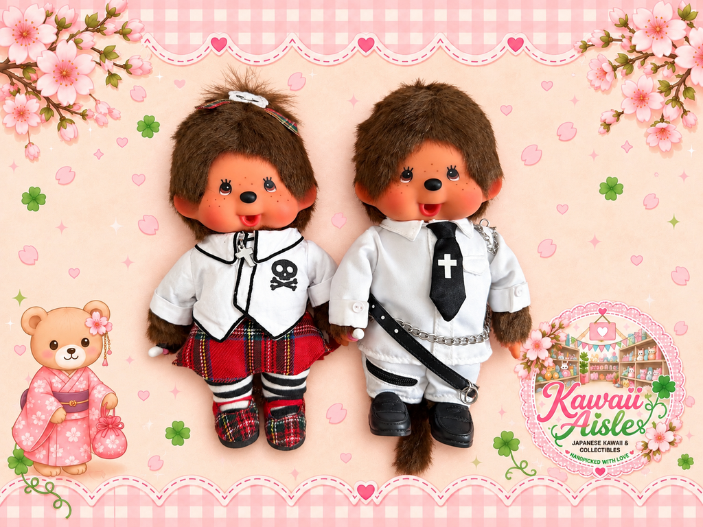 Vintage Monchhichi Punk Fashion Boy & K-Punky Girl – Authentic Sekiguchi – Rare Older Designs