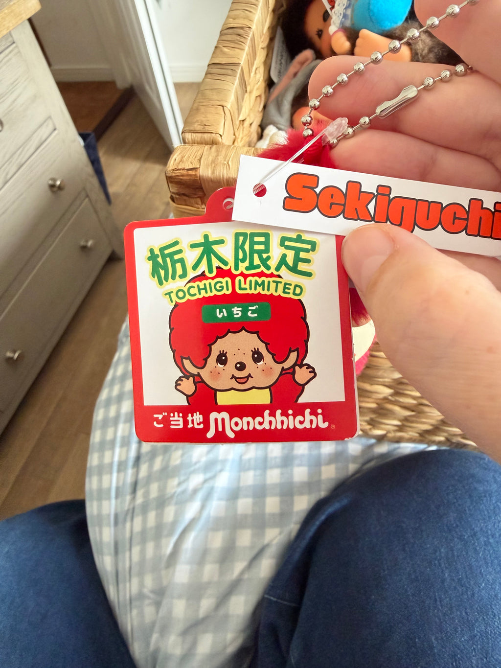 Tochigi Limited Strawberry Monchhichi Keychain – Japan Regional Exclusive | Sekiguchi