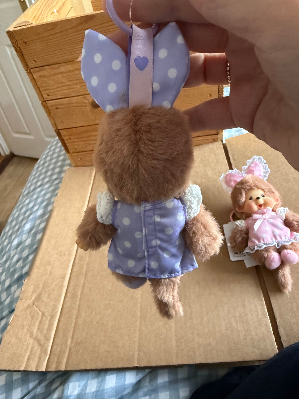 Monchhichi Light Brown Polka Dot Dress Keychain – Pink or Purple | Asian Exclusive