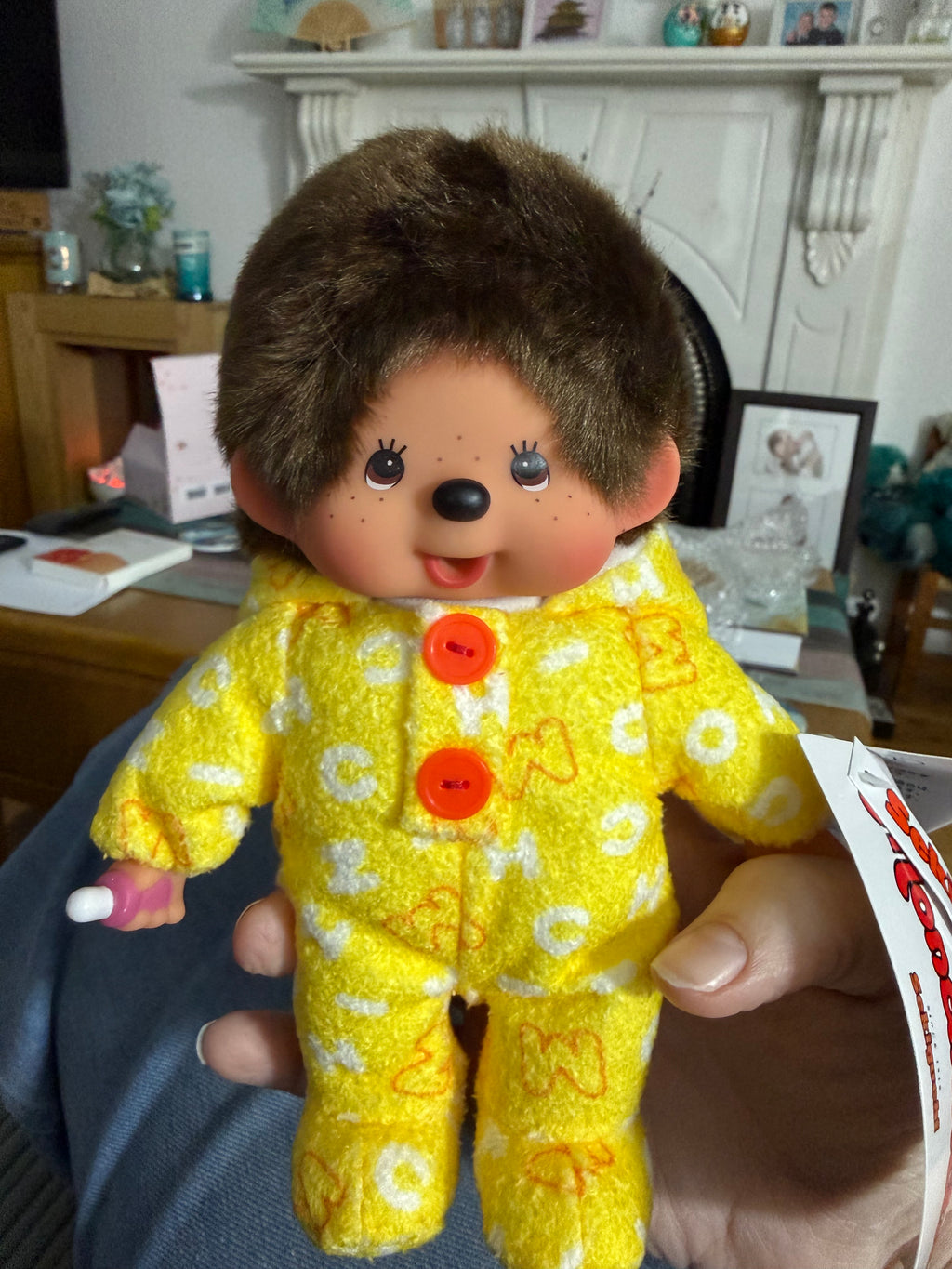 Monchhichi Baby in Cosy Bear-Eared Pyjamas – Pink Floral or Lemon Yellow 🩷💛