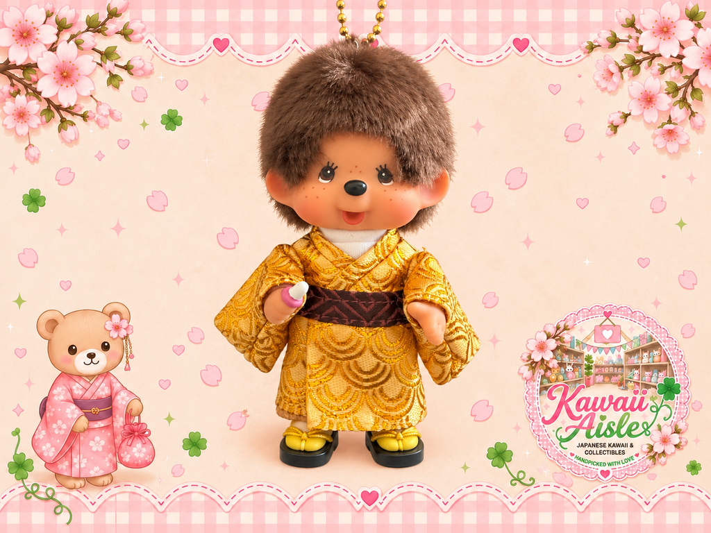 Kyugetsu Original Gold Kimono Monchhichi Keychain – Japan | Sekiguchi
