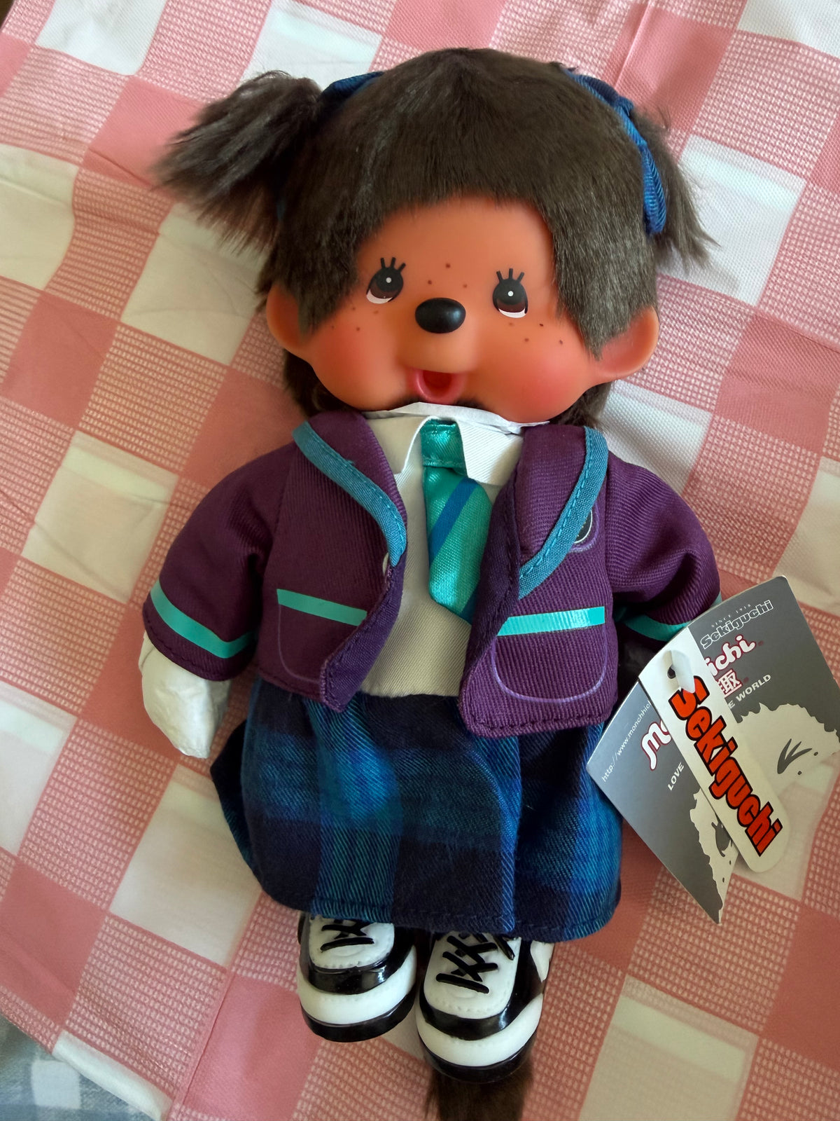 Vintage Monchhichi School Uniform Boy & Girl – S Size – Sekiguchi – Rare Collectible