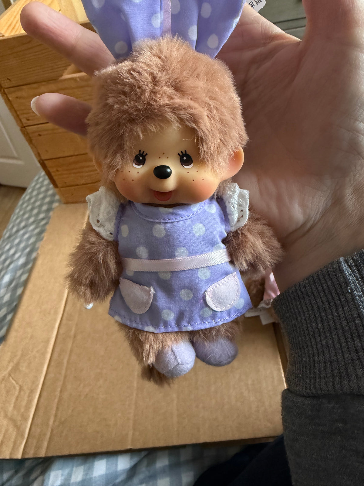 Monchhichi Light Brown Polka Dot Dress Keychain – Pink or Purple | Asian Exclusive