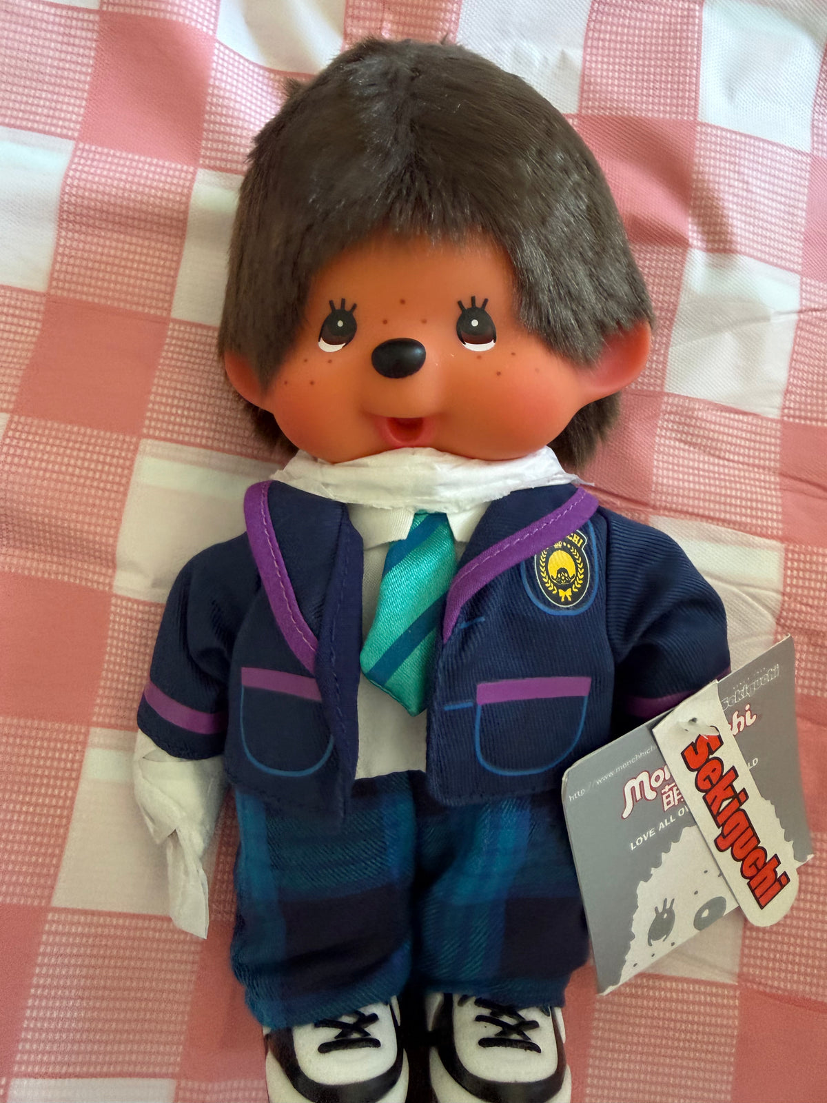 Vintage Monchhichi School Uniform Boy & Girl – S Size – Sekiguchi – Rare Collectible