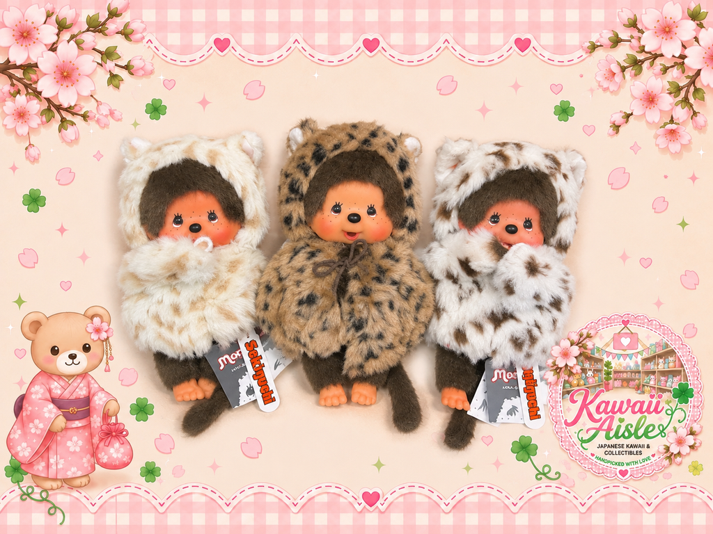 Monchhichi Cat Poncho & Leopard Cape 20cm – Rare Sekiguchi Collectors | Choice of 3