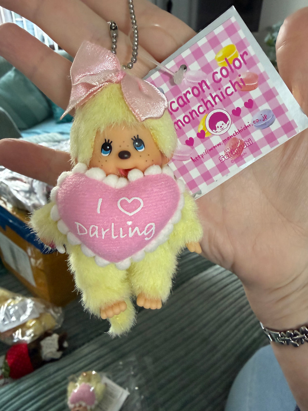 Monchhichi Macaron Colour Keychain – Pink & Yellow | Sekiguchi 🎀