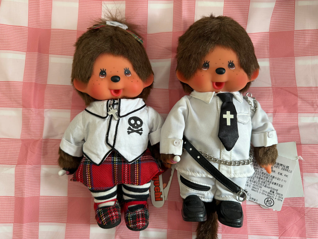 Vintage Monchhichi Punk Fashion Boy & K-Punky Girl – Authentic Sekiguchi – Rare Older Designs