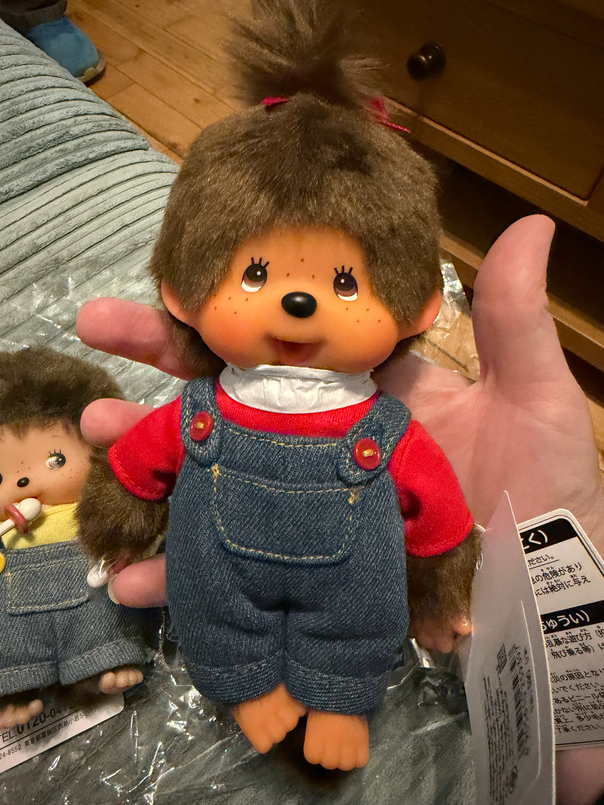 Monchhichi Family Set – Boy, Girl & Bebichhichi | Custom Denim Dungarees 🩷