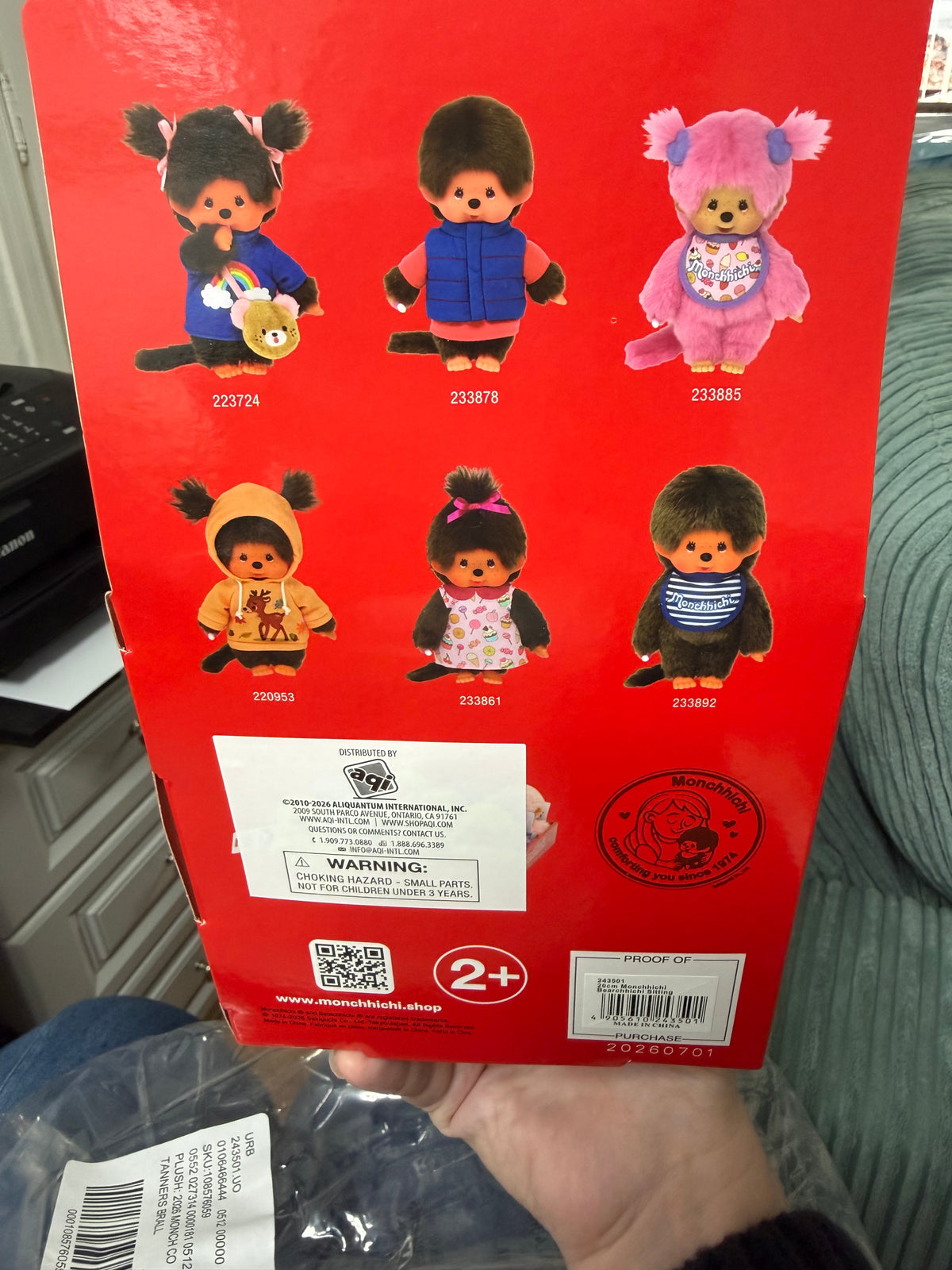 Bearchhichi Girl – Pink Gingham Bib Plush | Monchhichi by Sekiguchi