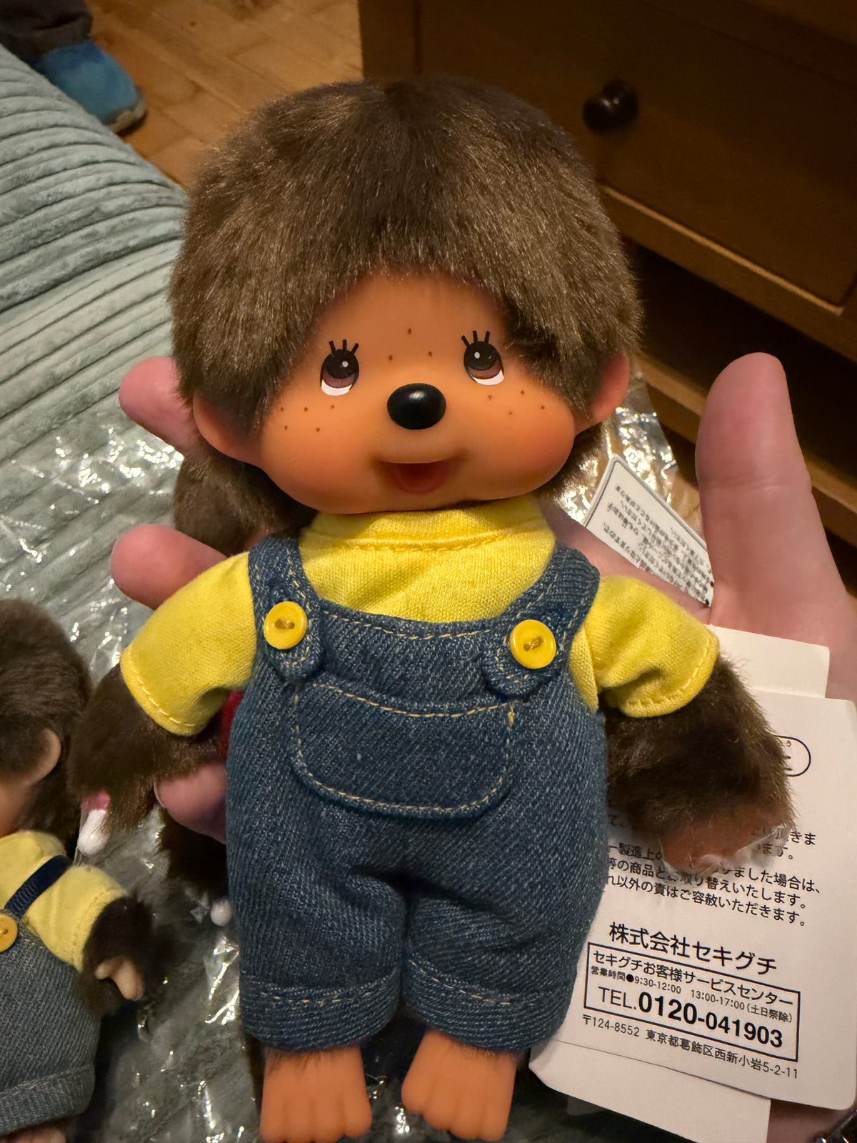 Monchhichi Family Set – Boy, Girl & Bebichhichi | Custom Denim Dungarees 🩷