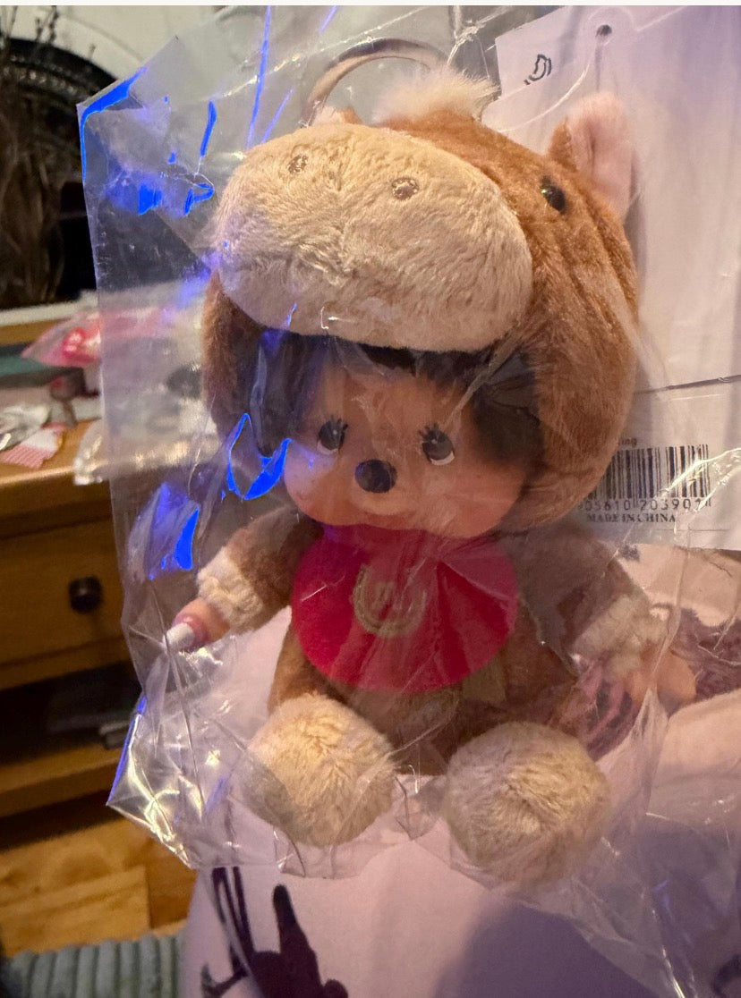Rare Monchhichi Horse Costume Keychain – Authentic Sekiguchi