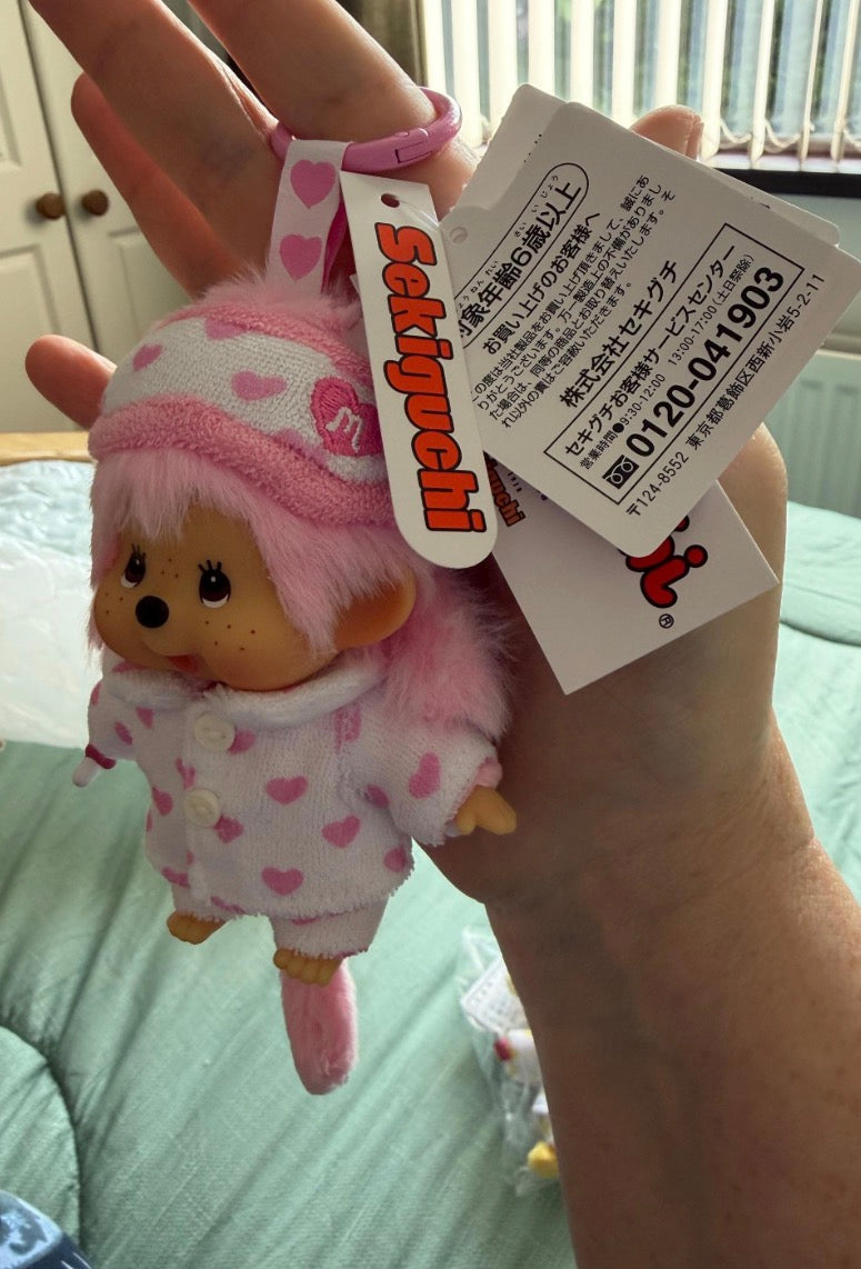 Monchhichi Pink Heart Pyjama Keychain – Hong Kong Exclusive