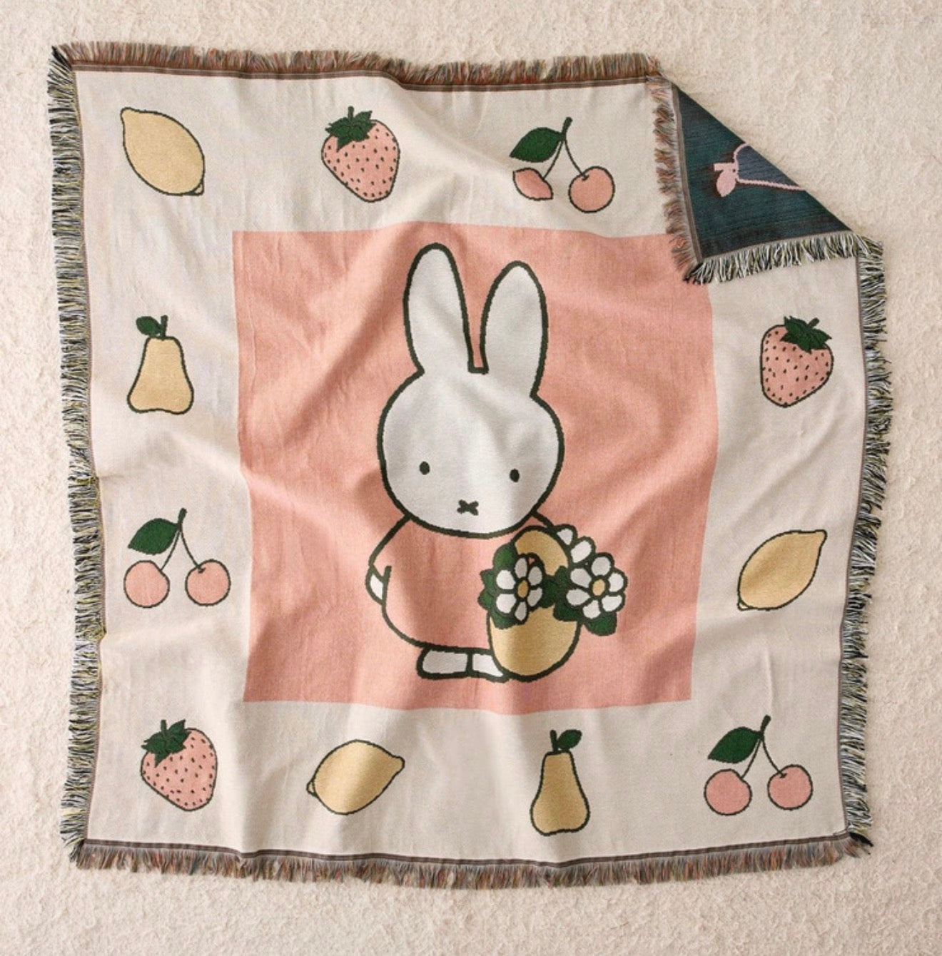 Miffy Fruit & Flowers Tapestry Throw Blanket – 152cm
