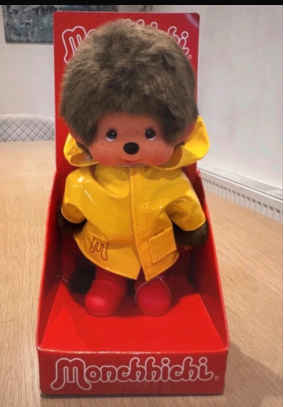 Monchhichi Boy in Yellow Raincoat & Red Wellies – 20cm