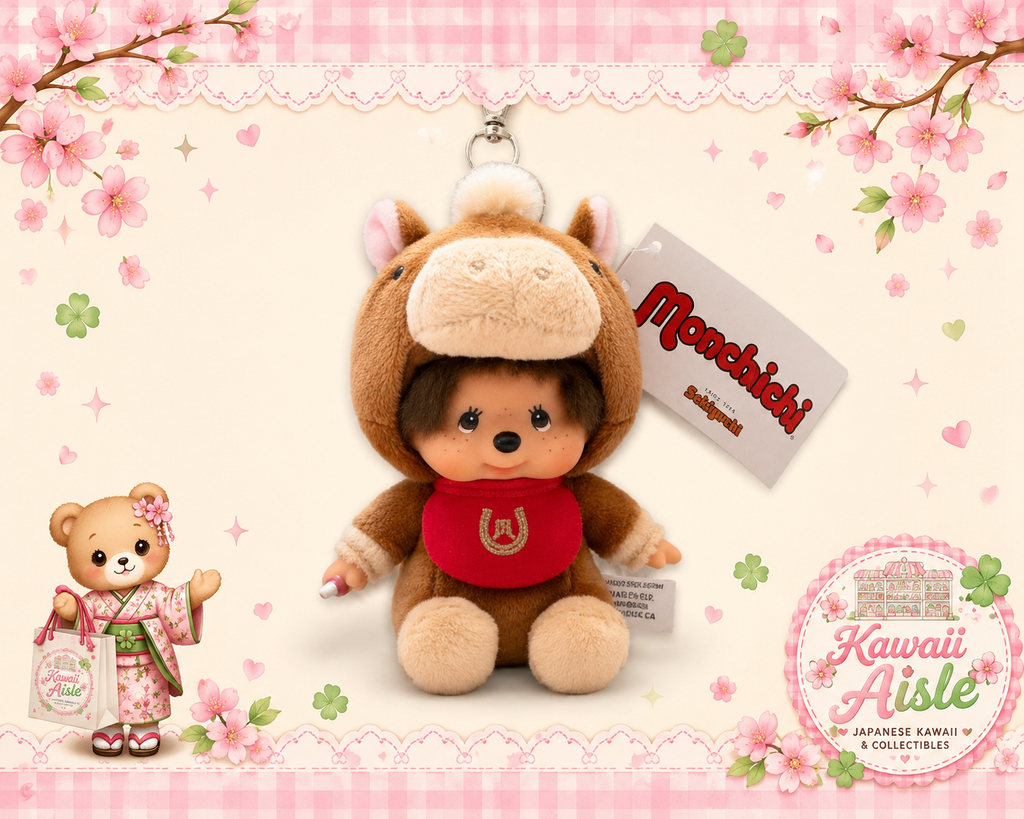 Rare Monchhichi Horse Costume Keychain – Authentic Sekiguchi