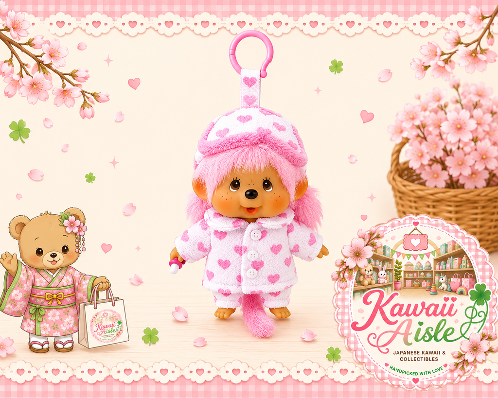 Monchhichi Pink Heart Pyjama Keychain – Hong Kong Exclusive