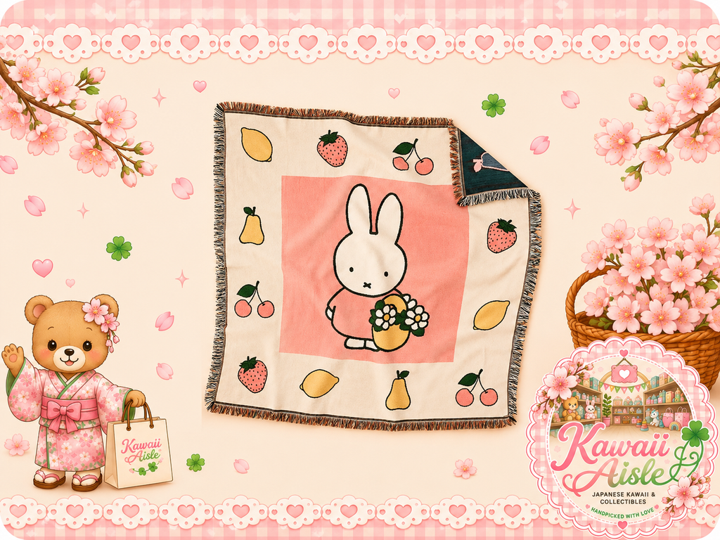 Miffy Fruit & Flowers Tapestry Throw Blanket – 152cm