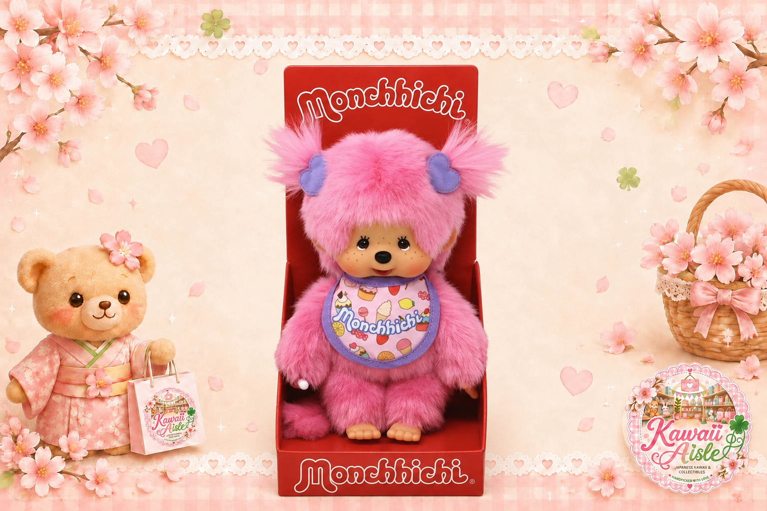 Monchhichi Pink Candy Girl Doll – 20cm