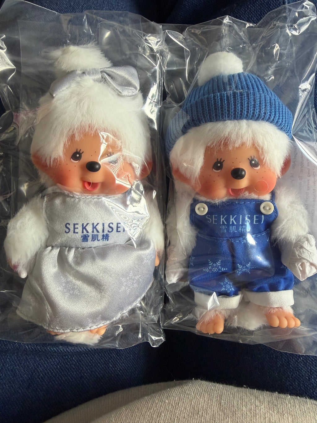 Rare SEKKISEI x Monchhichi Promotional Doll Keychain Set – Boy & Girl