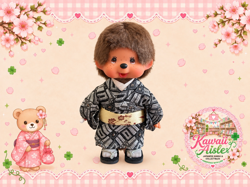 Sekiguchi Monchhichi Kimono Boy – Black & Gold Japanese Edition – Discontinued