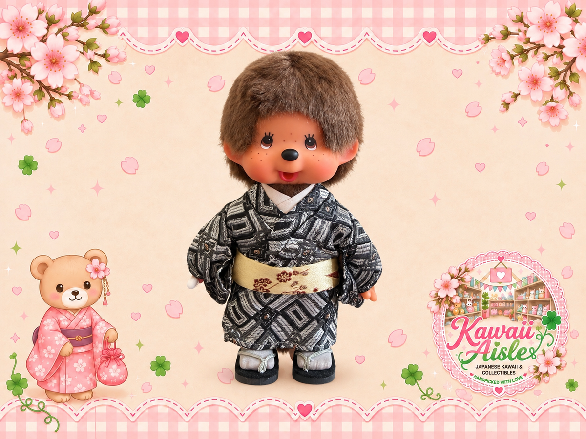 Sekiguchi Monchhichi Kimono Boy – Black & Gold Japanese Edition – Discontinued