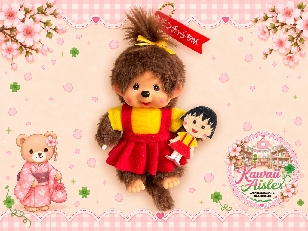Monchhichi × Chibi Maruko-chan Collaboration Girl Keychain – Sekiguchi Japan