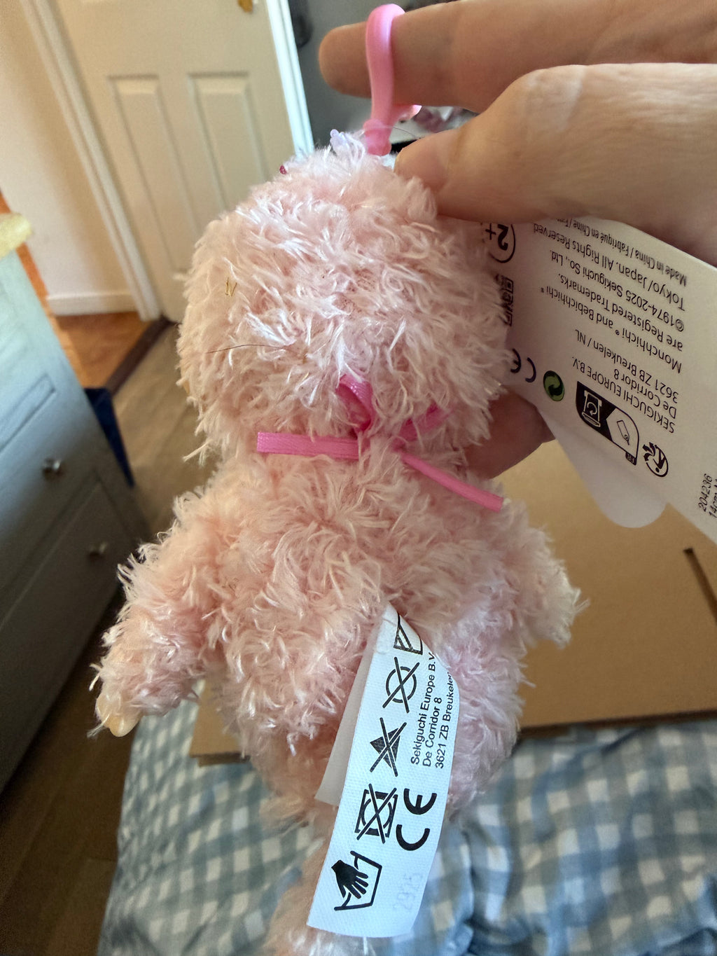 Monchhichi Fluffy Pink Beige Girl 14cm Keychain – Sekiguchi