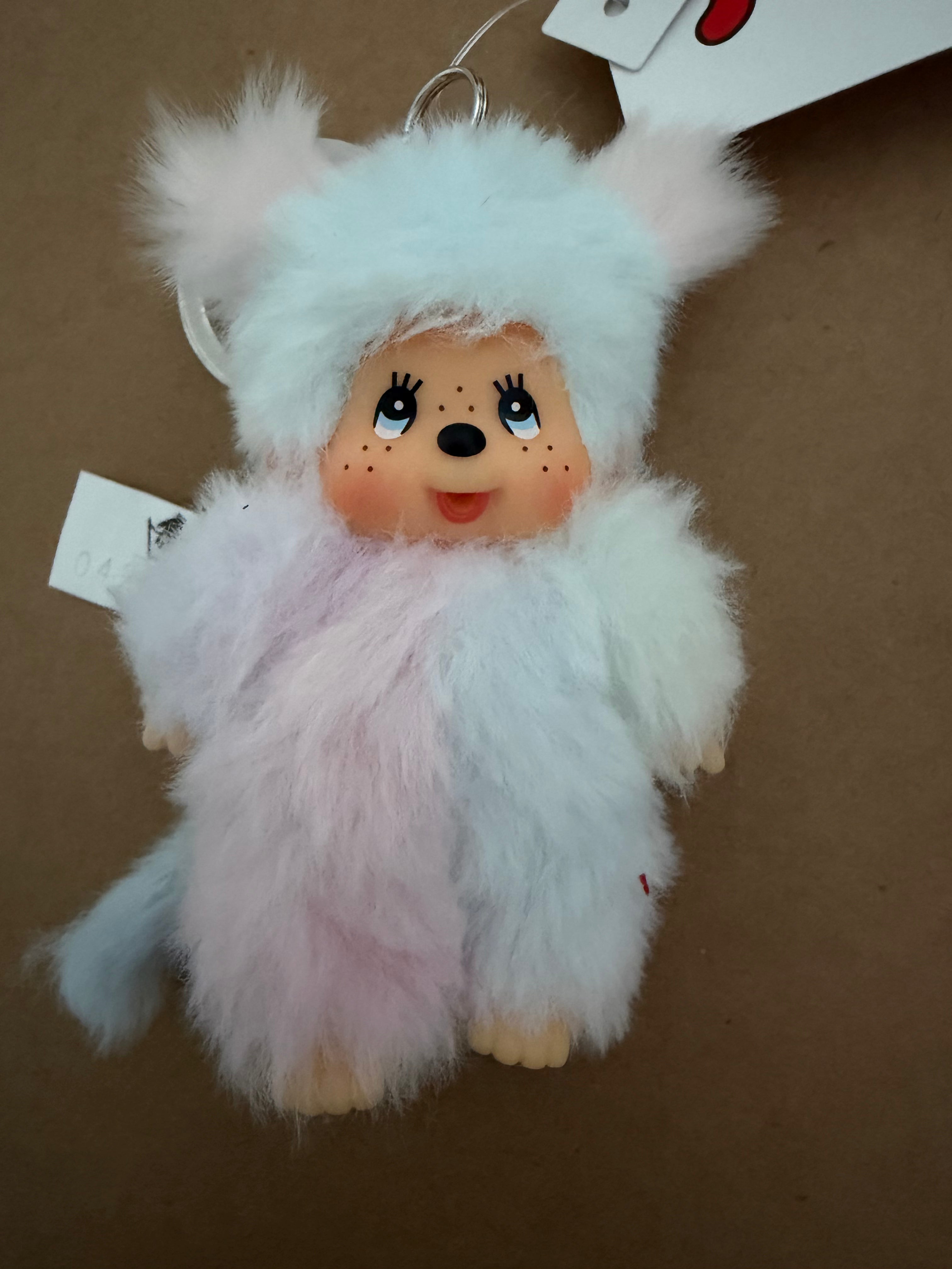 Monchhichi Tie Dye Girl Keychain – Pastel Fluffy Bag Charm