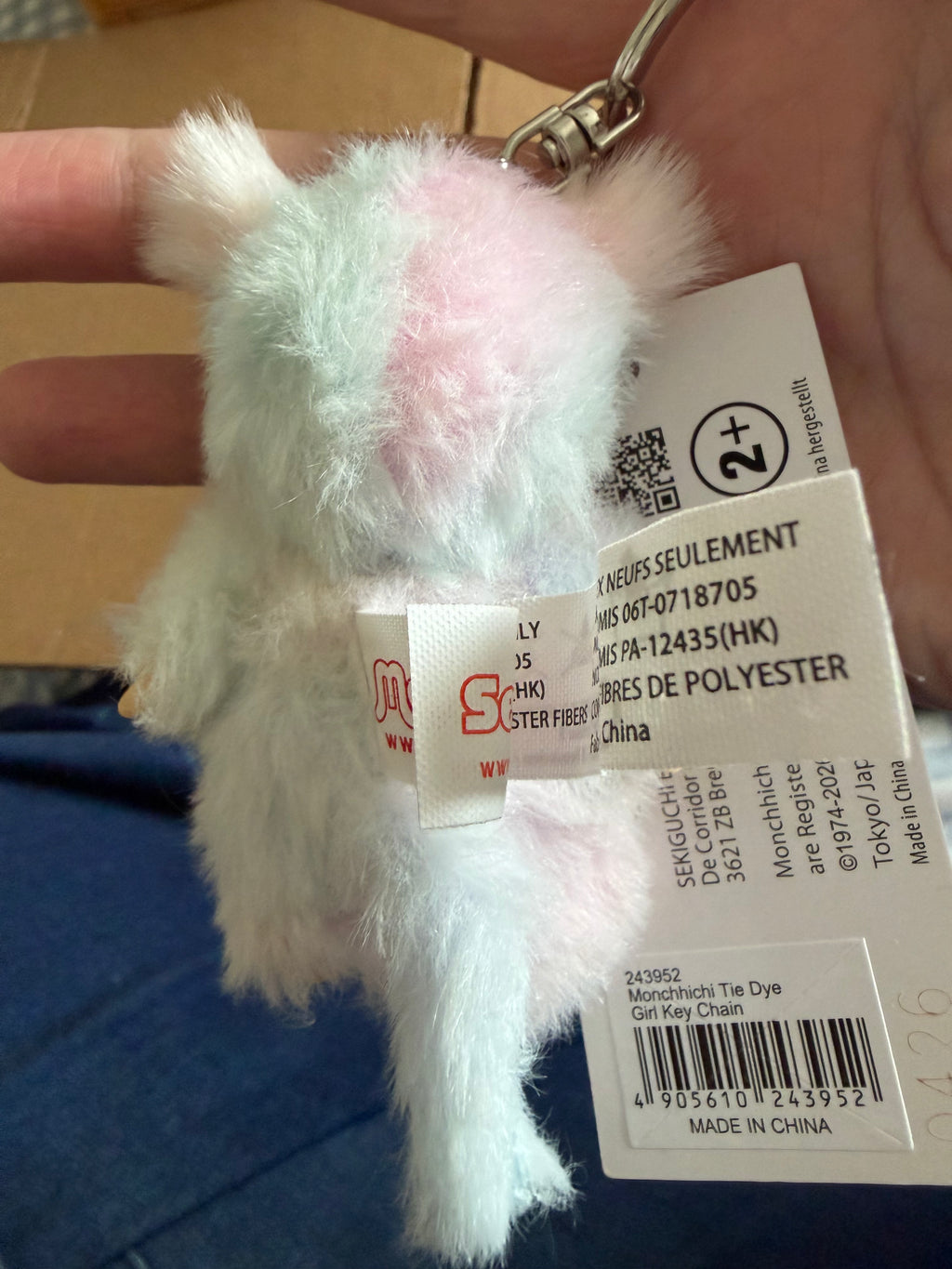 Monchhichi Tie Dye Girl Keychain – Pastel Fluffy Bag Charm