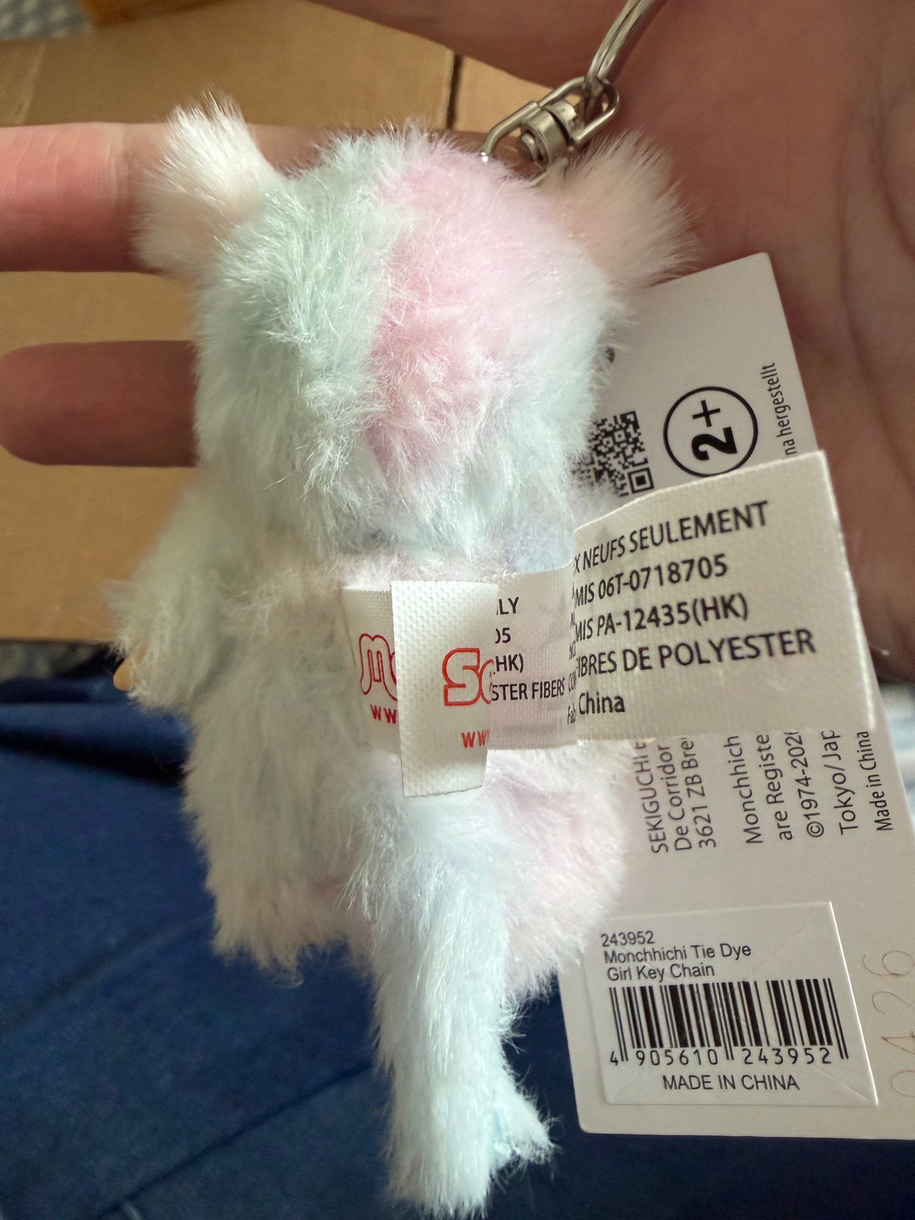 Monchhichi Tie Dye Girl Keychain – Pastel Fluffy Bag Charm