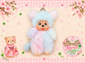 Monchhichi Tie Dye Girl Keychain – Pastel Fluffy Bag Charm