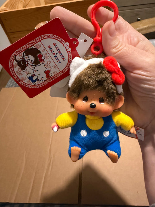 Hello Kitty × Monchhichi Mascot Keychain – US Edition | Rare UK Sanrio Collaboration