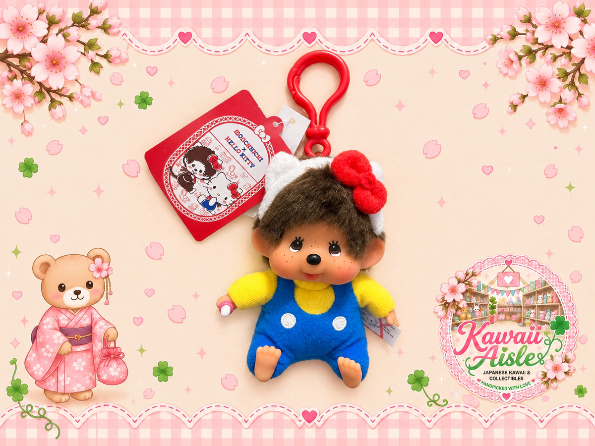 Hello Kitty × Monchhichi Mascot Keychain – US Edition | Rare UK Sanrio Collaboration