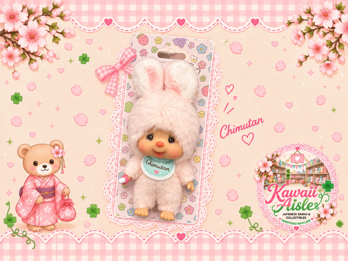 Chimutan Bunny Monchhichi Plush Mascot | US Edition | Rare UK Find | Authentic Sekiguchi