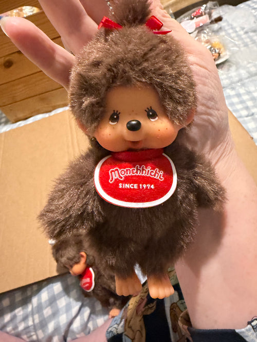 Authentic Sekiguchi Monchhichi Girl & Boy Keychains – Classic Red Bib – Sought After Japanese Collectibles