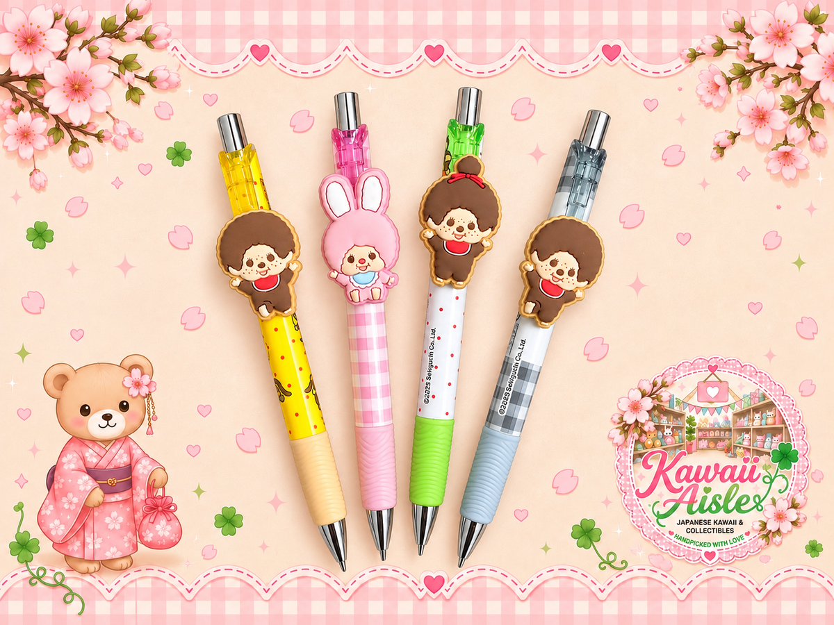 Monchhichi Character Ballpoint Pens – Sold Out Japanese Designs | Choose One or Set of 4