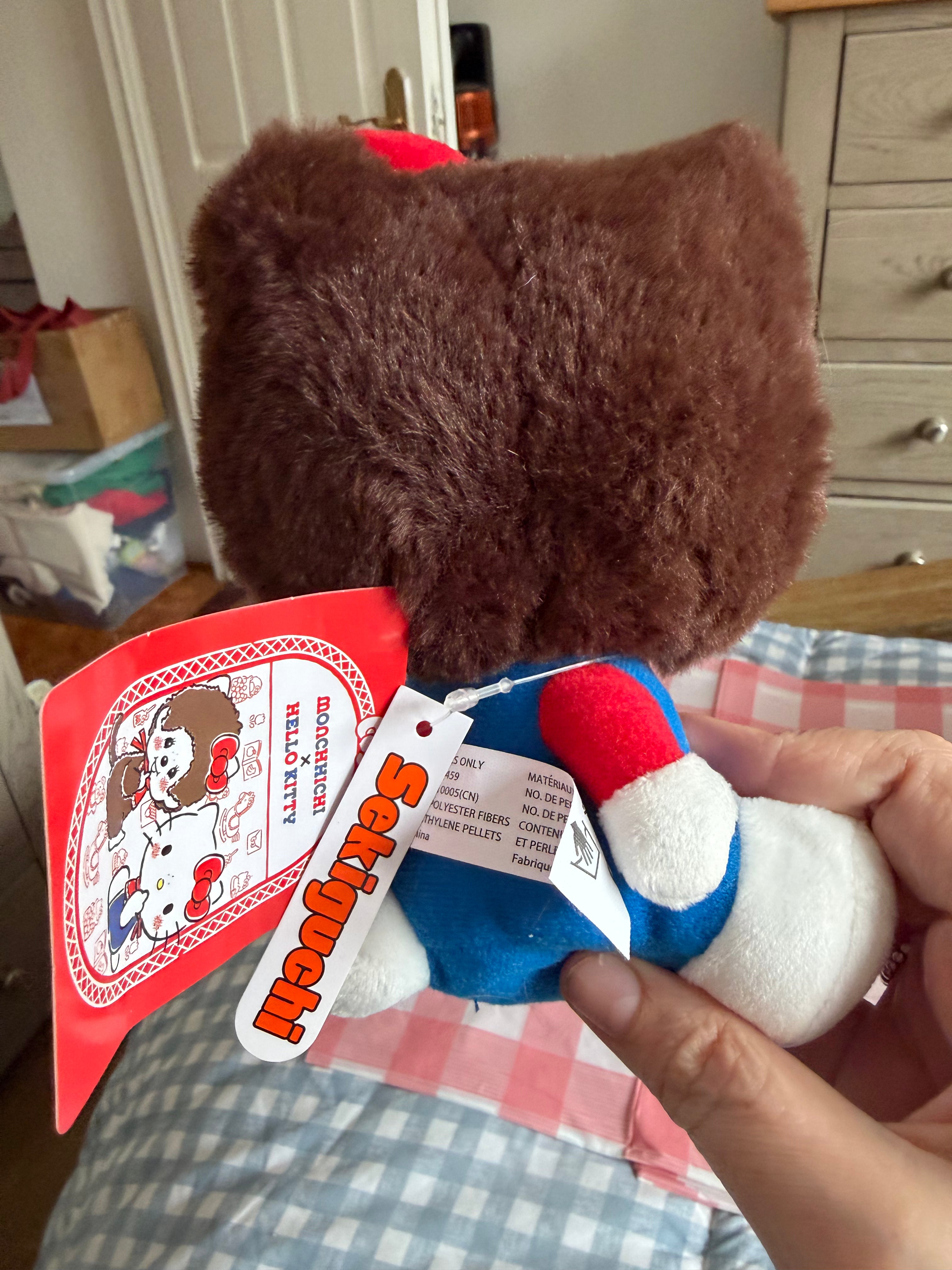 Hello Kitty × Monchhichi Plush – Hello Kitty Dressed as Monchhichi – Sanrio × Sekiguchi 2025