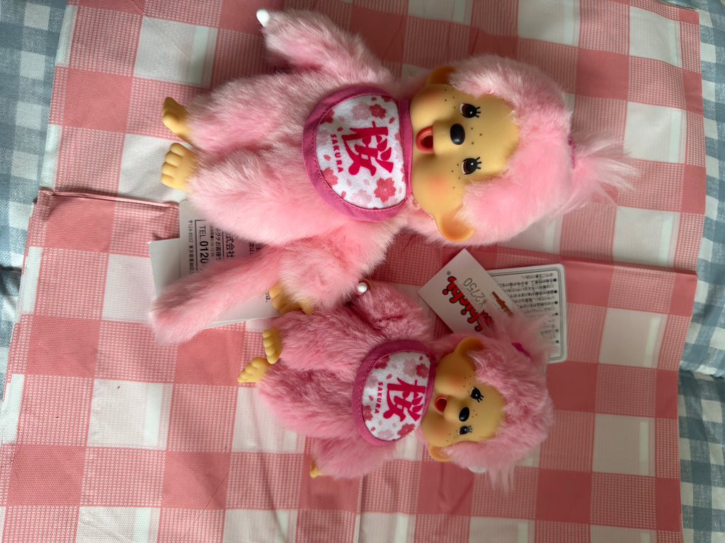 Sakura Monchhichi Girl – Pink Cherry Blossom Plush & Keychain – Sekiguchi Japan