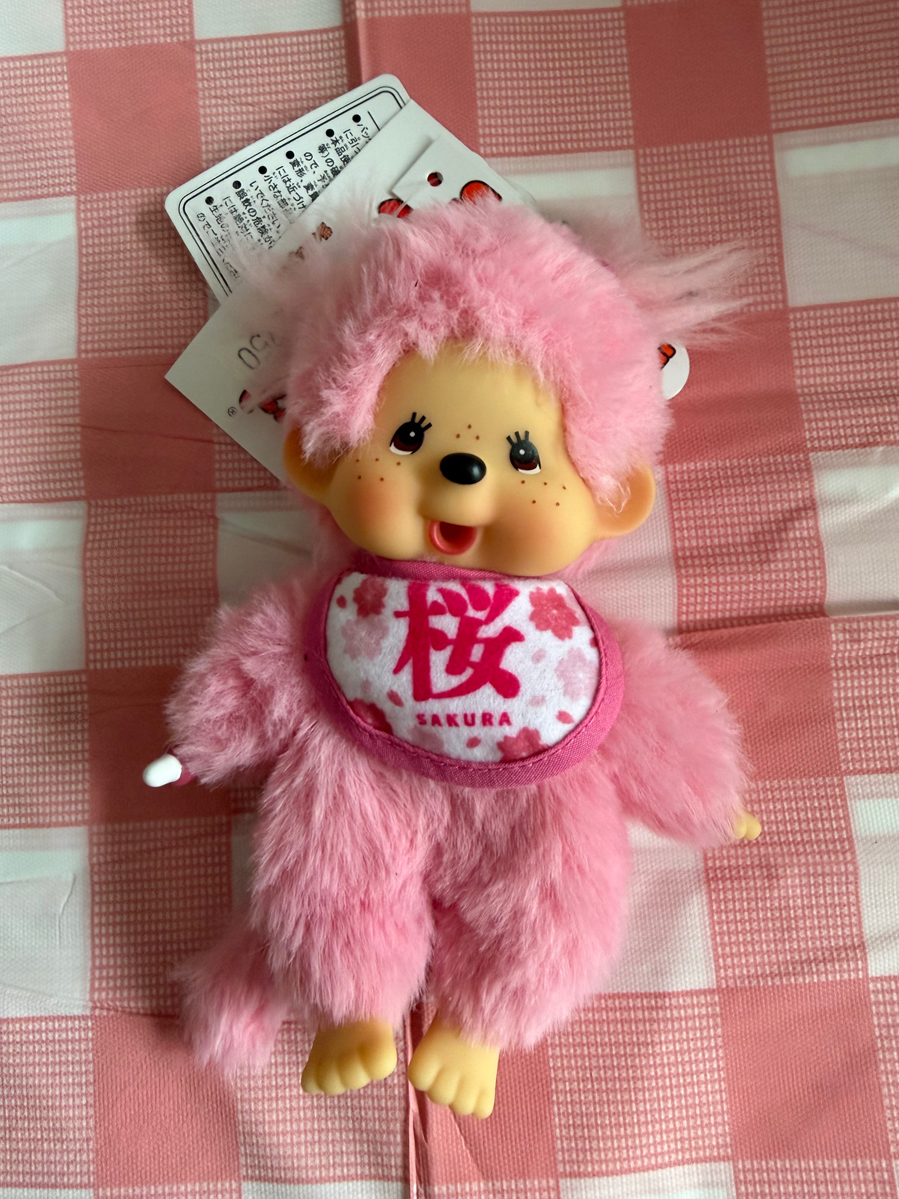 Sakura Monchhichi Girl – Pink Cherry Blossom Plush & Keychain – Sekiguchi Japan