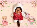 Hello Kitty × Monchhichi Gingham Checker Plush – Rare Sanrio Collaboration 20cm