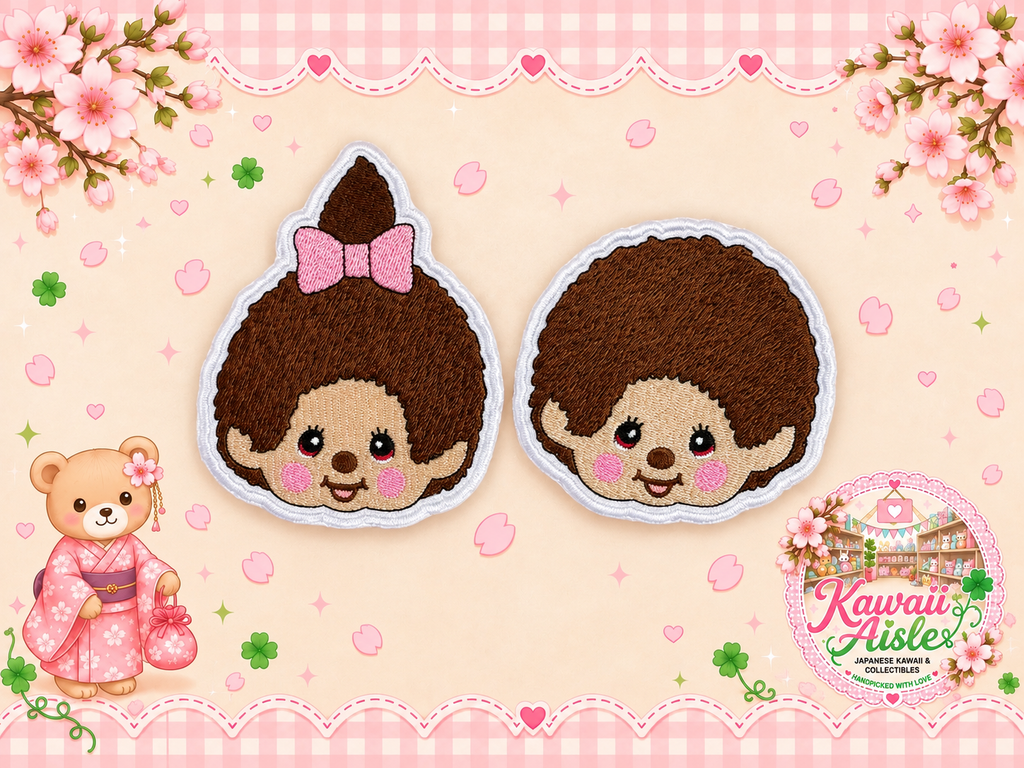 Kawaii Embroidered Iron-On Patches – Set of 2 | 8cm | Handmade by Kawaii Aisle