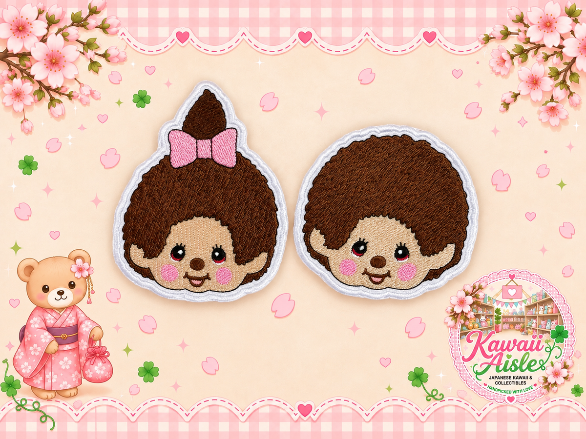Kawaii Embroidered Iron-On Patches – Set of 2 | 8cm | Handmade by Kawaii Aisle