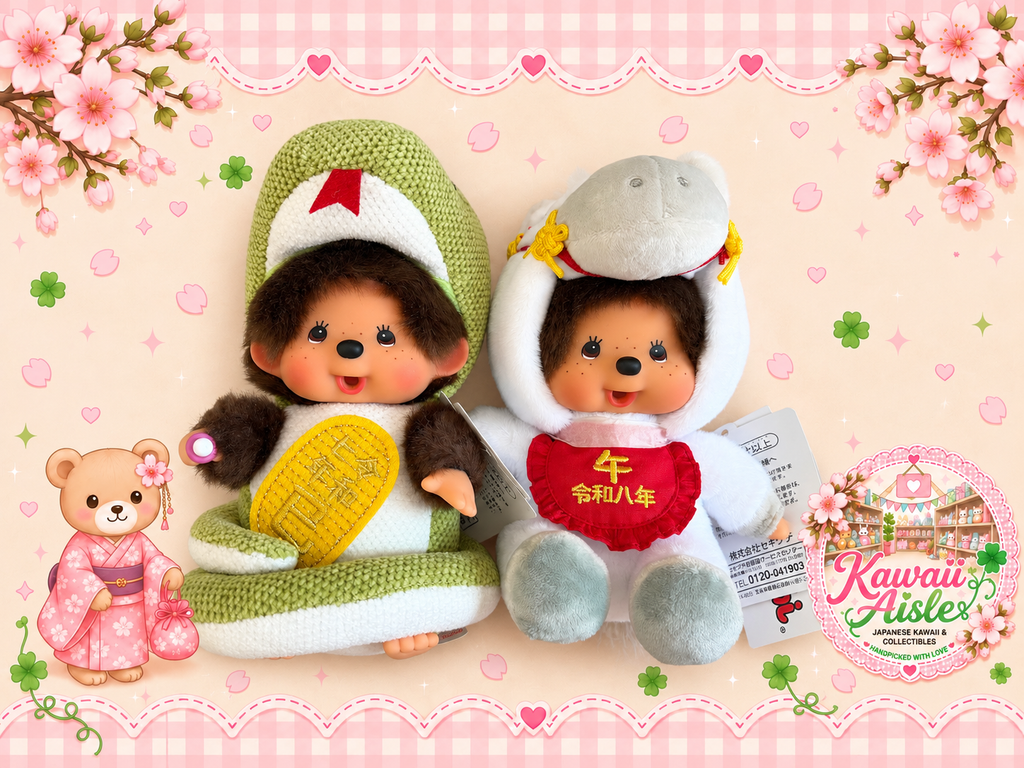 Monchhichi Chinese Zodiac – Year of the Snake 2025 & Year of the Horse 2026 – Sekiguchi Japan