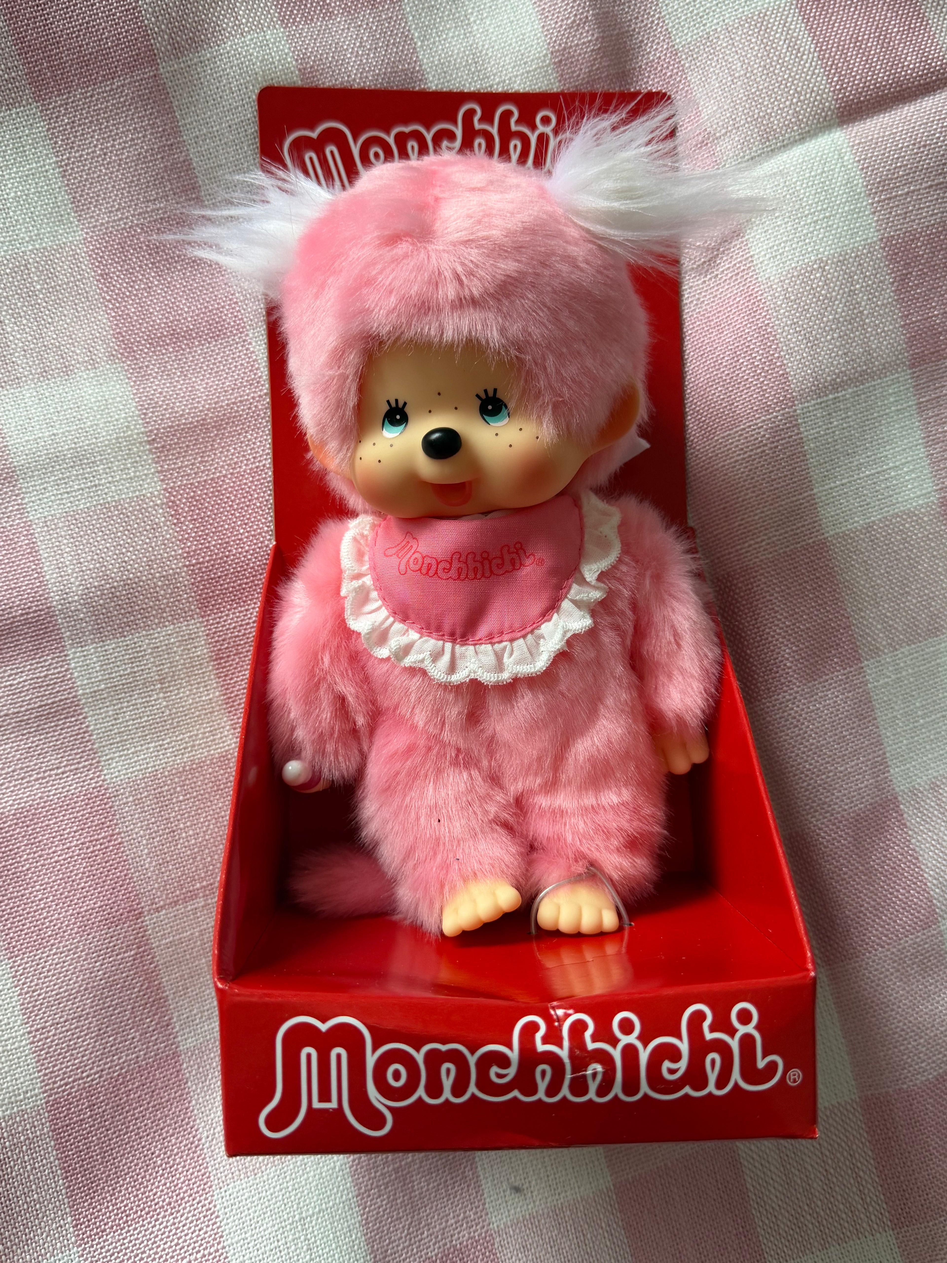 Monchhichi Pink Plush Girl 20cm – US Edition | Authentic Sekiguchi