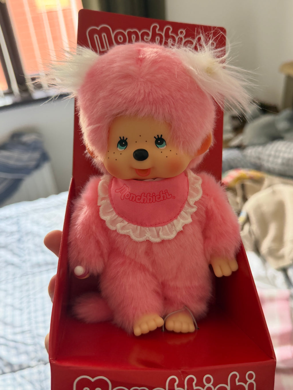 Monchhichi Pink Plush Girl 20cm – US Edition | Authentic Sekiguchi