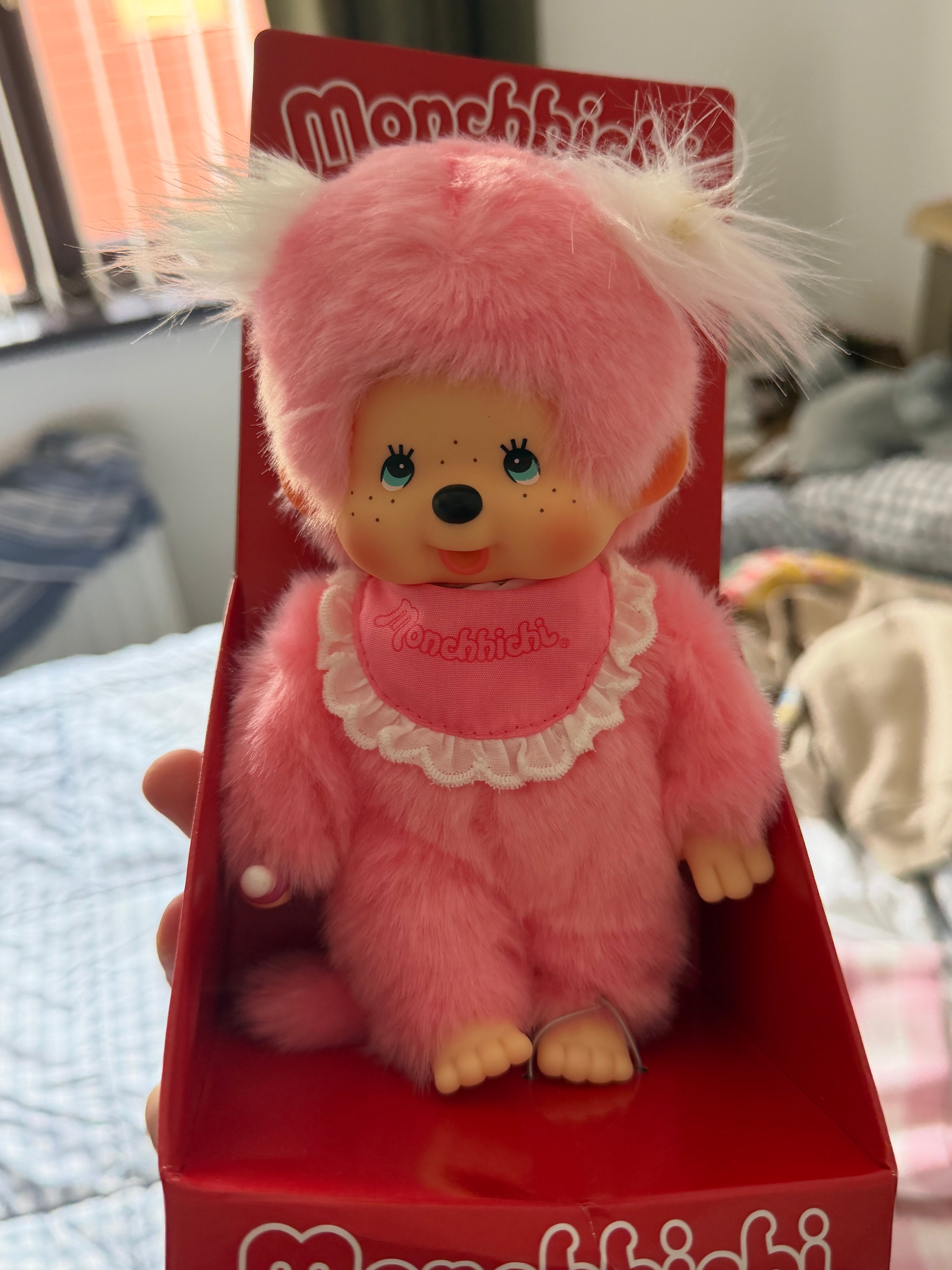 Monchhichi Pink Plush Girl 20cm – US Edition | Authentic Sekiguchi