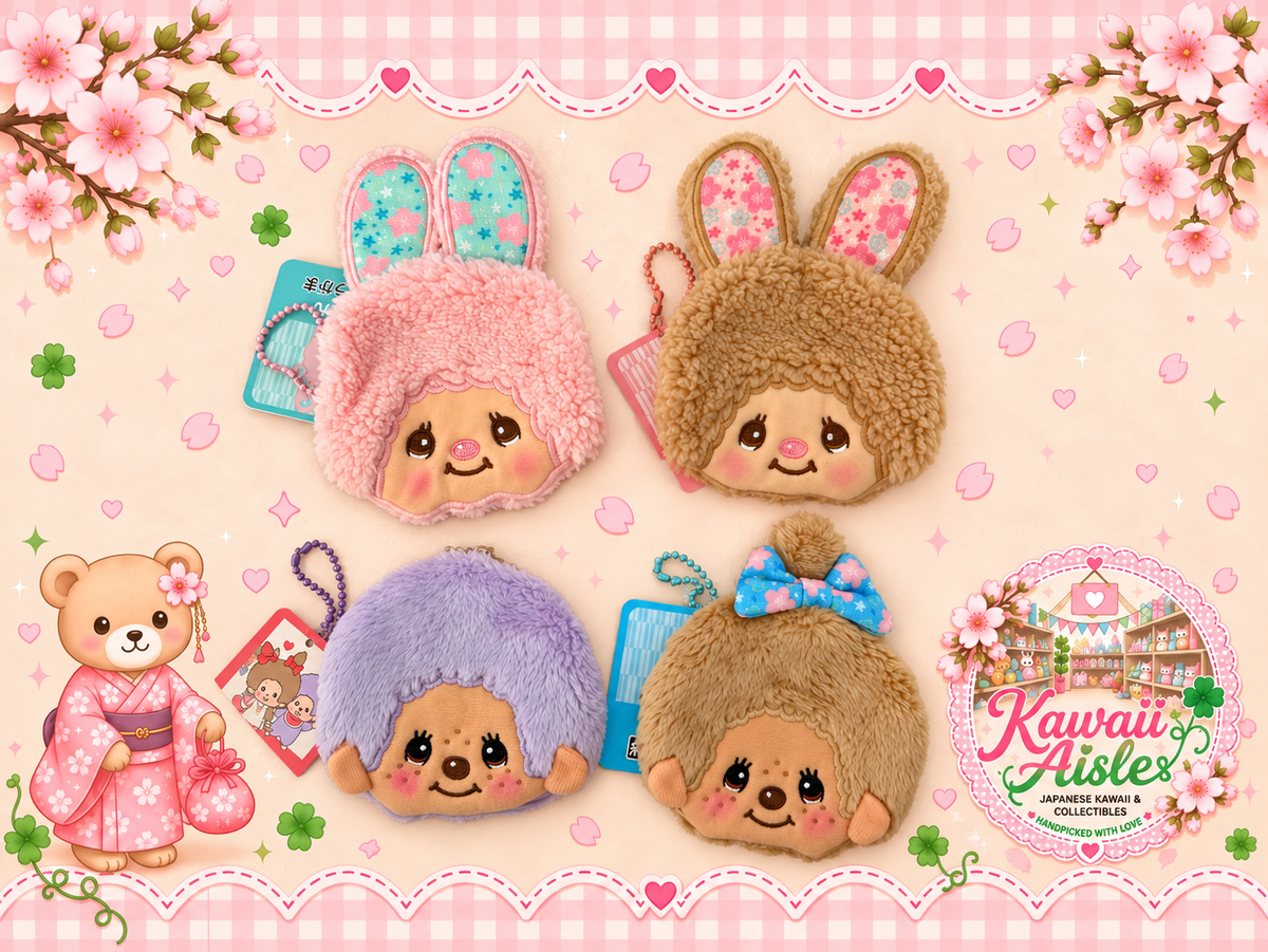 Authentic Monchhichi & Chimutan Plush Coin Purses – Japanese Kawaii Bag Charms